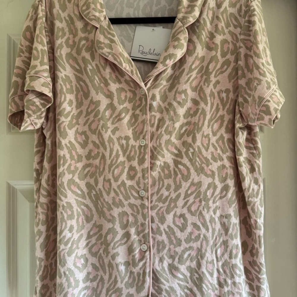 Roudelain - Pink Leopard Print Pajama Top - M